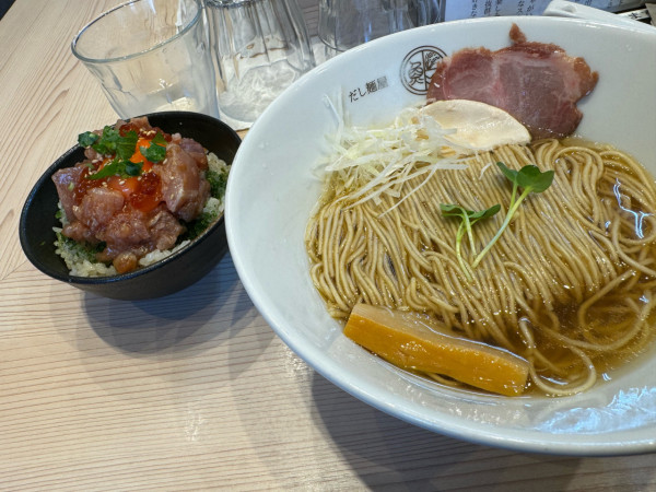 「だし麺塩900円＋ミニ海鮮出汁茶漬けセット竹400円（だしごはん」@だし麺屋 うみのいろどりの写真