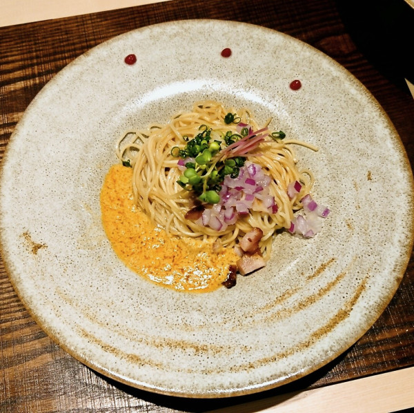 「鮟肝の〆そば」@与しおかの写真