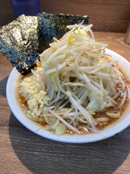 「ミニラーメン（250g）ヤサイ、ニンニク、辛揚げ」@麺屋 浜一の写真