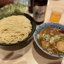 「特製つけめん (大盛り)＋瓶ビール&味玉」