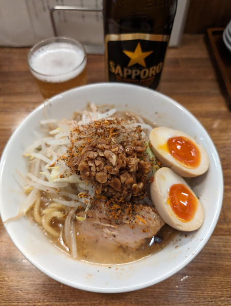 「太麺濃厚味噌Ｇ 味玉 ＋ 中瓶」@中華そば むら田の写真