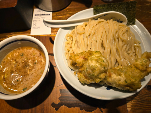「濃厚鶏天つけ麺大盛」@麺屋武蔵 二天 池袋店の写真