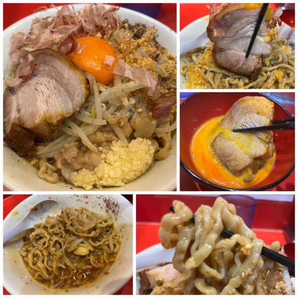 「ミニ辛まぜそば 1020円極上生卵70円お土産豚2000円」@麺屋 桐龍の写真