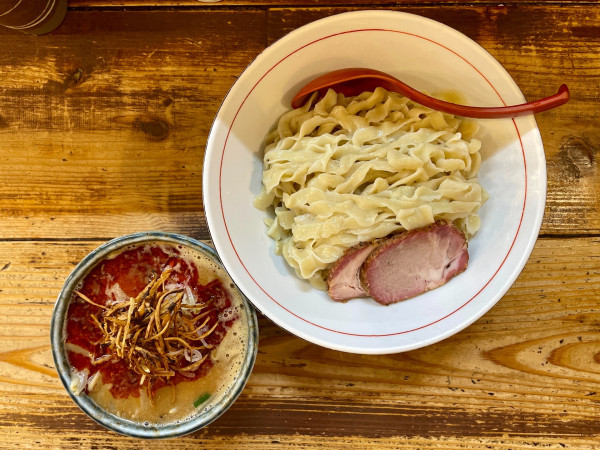 「サッポロ赤星 → 辛味噌つけめん」@東京味噌らーめん 鶉の写真