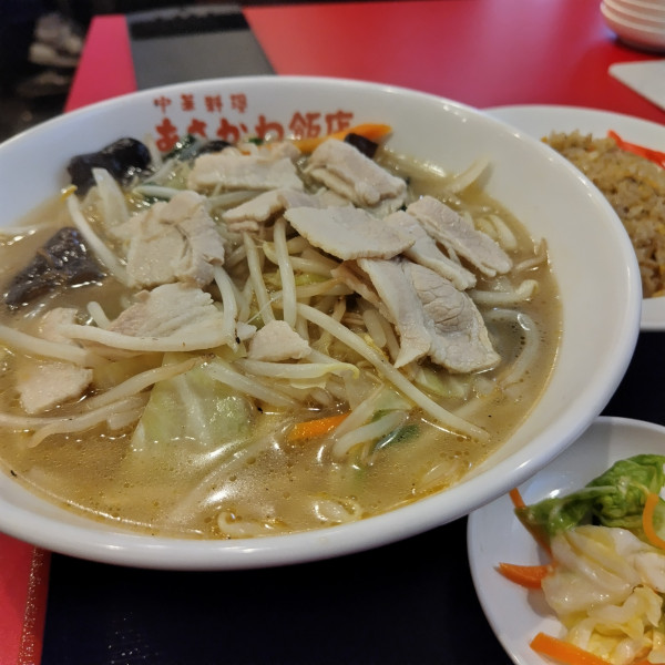 「タンメン　半炒飯セット　900円」@あさかわ飯店の写真