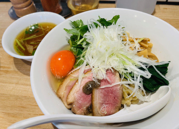 「鴨と鶏の油そば（スープ付￥1200）」@中華ソバ ビリケンの写真