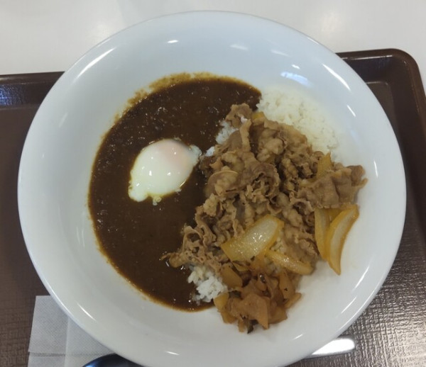 「おんたま牛カレーミニ760円」@すき家 13号米沢花沢店の写真