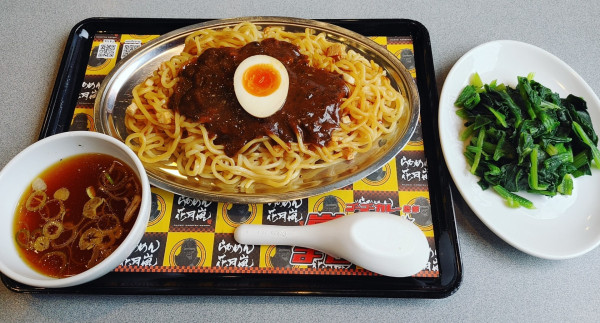 「嵐ゴーゴーまぜそば（980円）、ほうれん草（無料）」@らあめん花月嵐 鴻巣店の写真