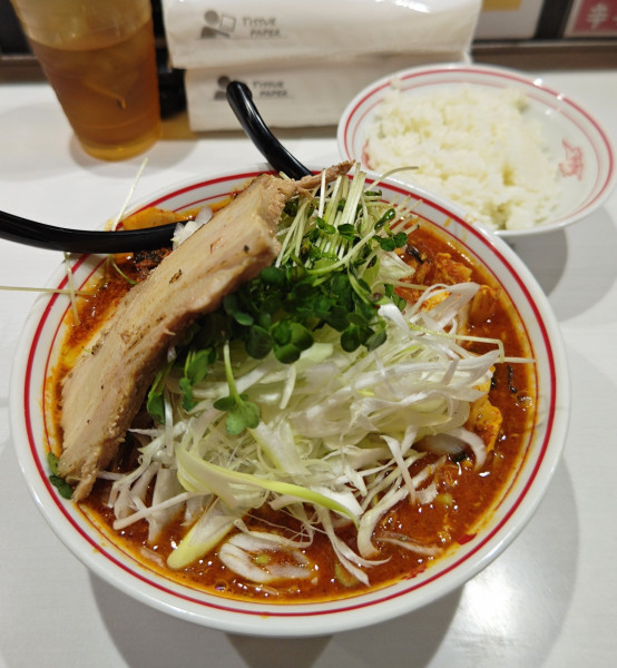 「北極の春+野大+チャーシュー2枚+半ライス」@蒙古タンメン 中本 吉祥寺店の写真