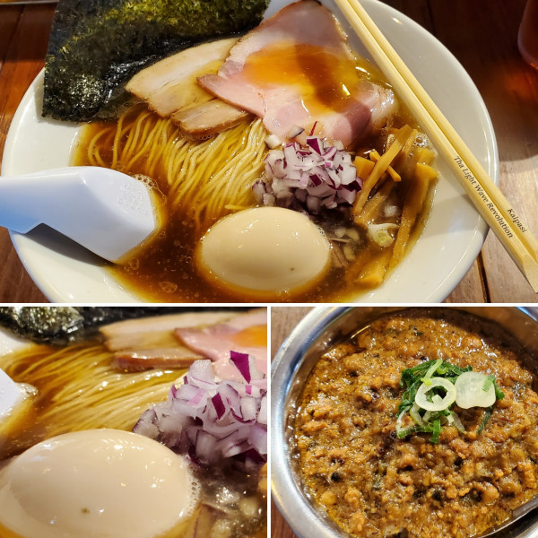 「味玉強煮干し鶏醤油&本日のミニカレー飯」@麺楽 軽波氏の写真