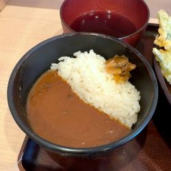 明日葉天そば・冷(590円)+カレーライス・小(400円)