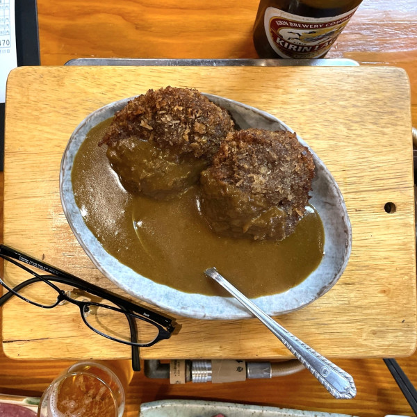 「メンチカレー ２コ」@柿島屋の写真
