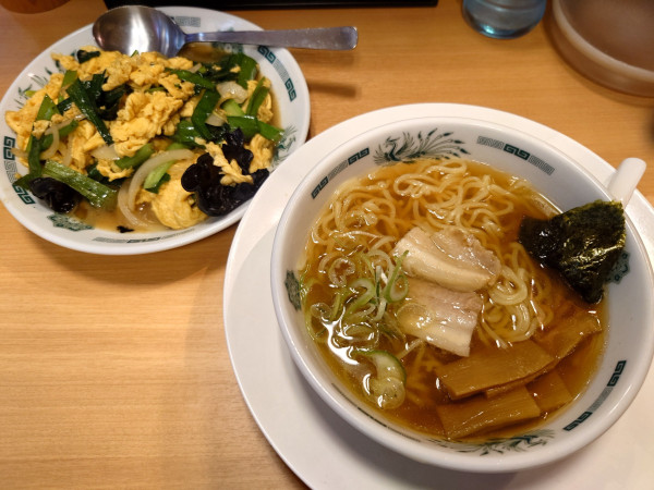 「半ラーメン+玉子ニラ炒め+3個餃子(810円)」@中華一番 大宮東口店の写真