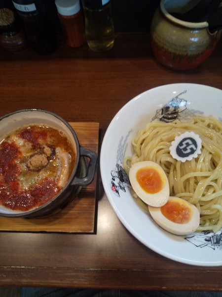 「味玉魚介つけ麺 レッド」@つけ麺・ラーメン フジヤマ55 大須総本店の写真