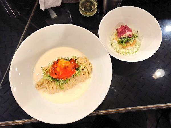 「【限定】冷製ウニのヴィシソワーズ、など」@トーキョーニューミクスチャーヌードル 八咫烏 CHIKARABOの写真