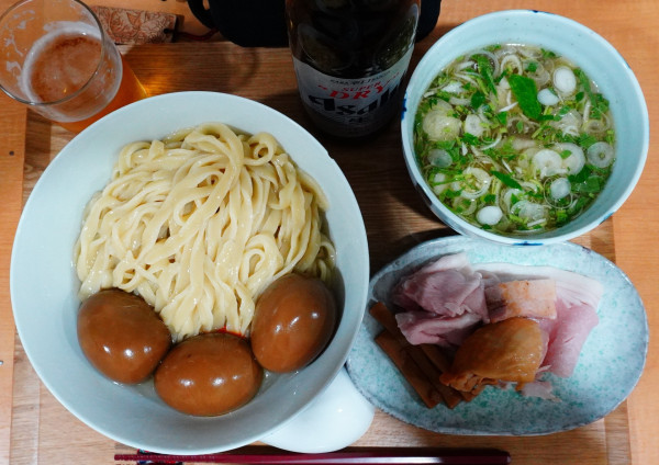 「特製つけめん（塩）＋瓶ビール（小瓶）」@らーめん亭 ひなり竜王の写真