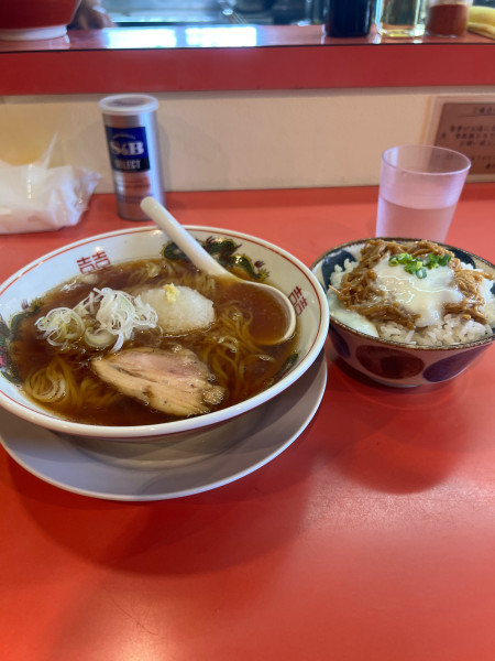 「朝ラーメン　なめ茸わさび丼」@義けんラーメンの写真