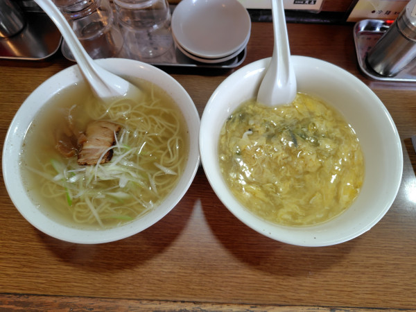 「天津飯セット（塩ラーメン変更）900円」@天馬の写真