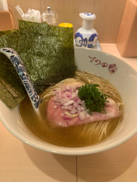 「炭火焼き鯵煮干し 塩そば＋のり（クーポン）」@鴨そば さわ田 ヨドバシ横浜店の写真