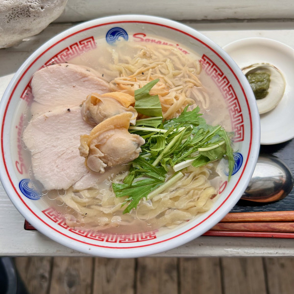 貝の旨味ソバ(塩：990円）＋濃厚牡蠣ソバ（1300円）