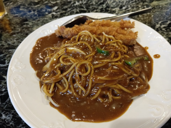 「ビール+スパゲティーカレーセット・海老フライ(¥950）」@ケーツーカレーハウスの写真