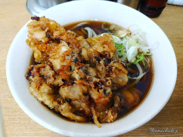 「ジャンボゲソ天そば（太蕎麦）（540円）」@一由そば 日暮里店の写真