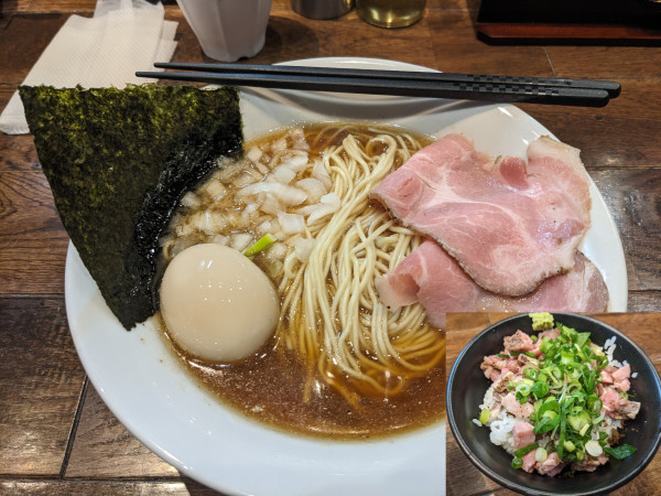 「煮干中華そば（醤油）+おかか飯（ランチセット）+味玉」@柳橋 和nicoの写真
