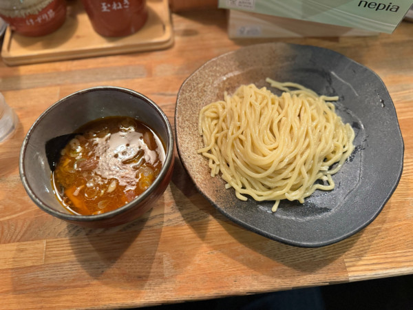 「辛味つけ麺並盛り920円、」@つけ麺屋 やすべえ 練馬店の写真