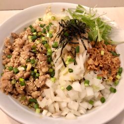 【限定】粗挽き挽肉アブラそば　1100円