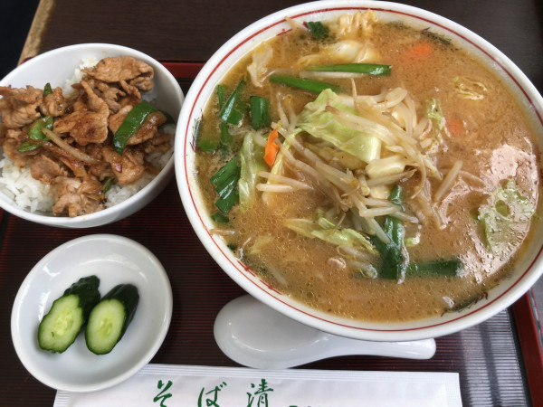 「味噌ラーメンセット（焼肉小丼付）」@そば清の写真