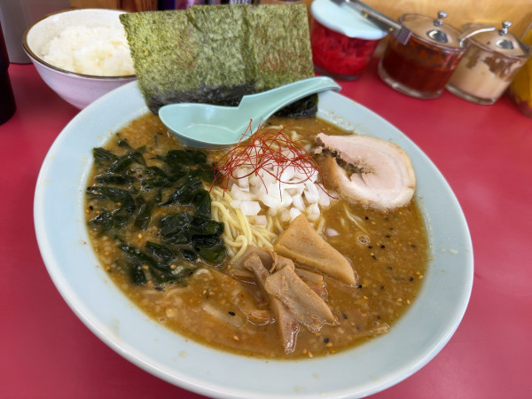 「お酢七味みそ＋半ライス」@ラーメンショップ 犬塚本店の写真