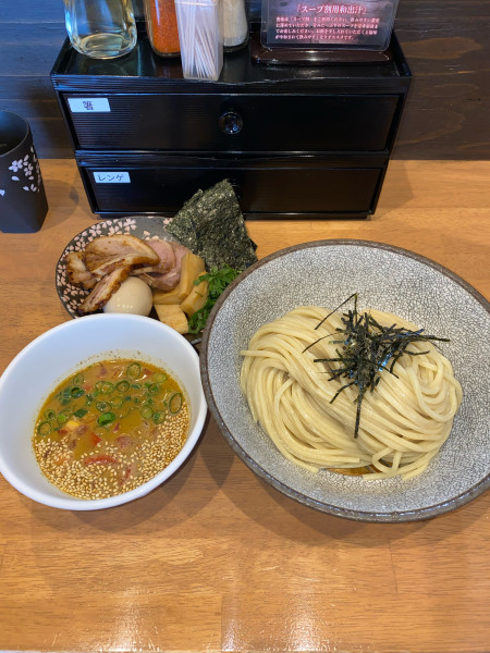 「冷製カレーつけ麺大盛湯咲盛り¥1,500円(限定)」@麺処 湯咲の写真