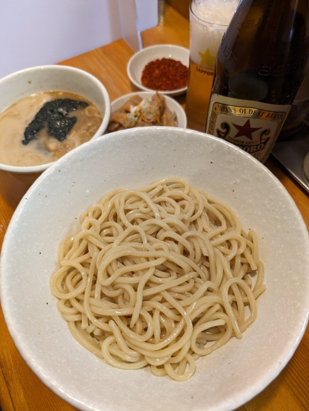 「辛つけ麺＋ビール中瓶サッポロラガー☆」@麺屋 永太の写真