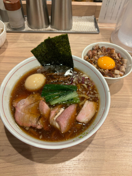 「特製手揉み中華そば(+チャ丼)」@麺処 にし尾の写真