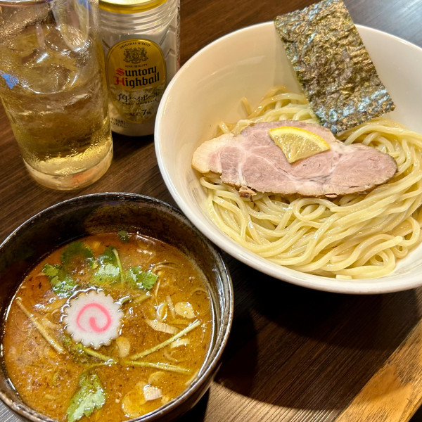 「つけめん（スープ割…こってり）＋ハイボール」@麺や KATSU!の写真