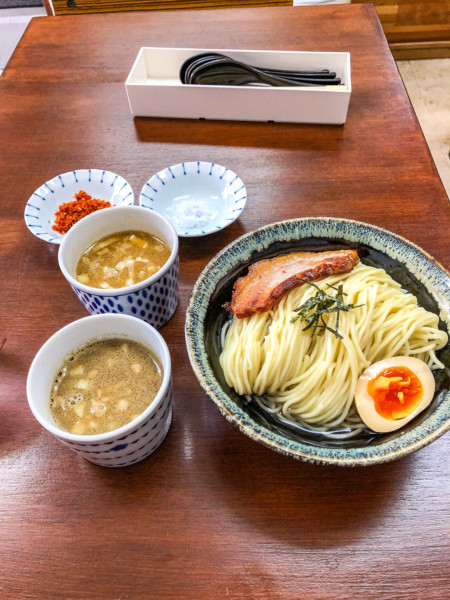 「昆布水つけ麺大盛（つけ汁W）+海老辛味」@TSUKEMEN-HUKUの写真