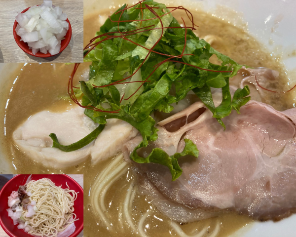 「鶏こい麺(味噌)+タマネギ+替え玉(海老)」@RAMEN 鶏雅の写真
