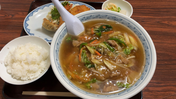 「広東麺セット　990円」@あきやまドライブインの写真