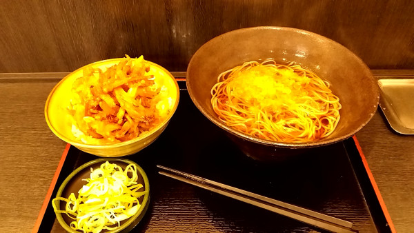 「かけ（天丼　朝食セット４８０円）」@ゆで太郎 狭間店の写真