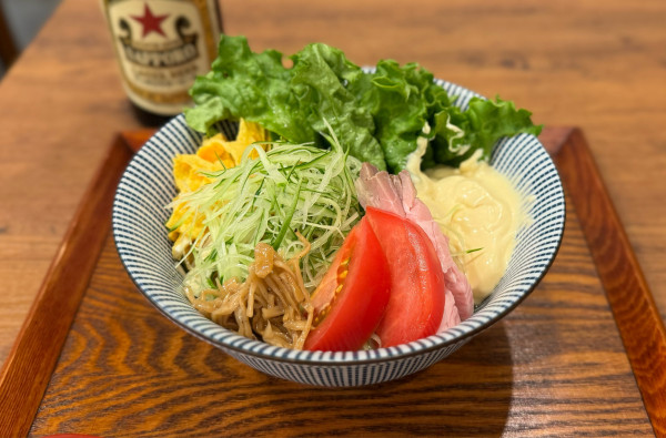 「【試作】自家製マヨネーズたっぷり冷し中華（グリーンゴッデス仕立て」@キッチンきらくの写真