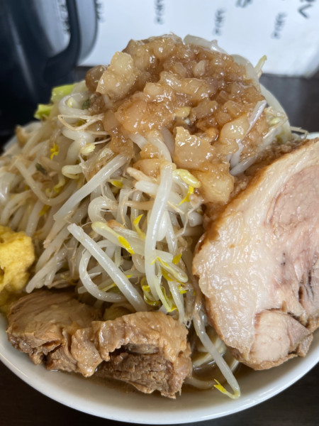 「大盛り　あぶらどでん　しょうがどでん　やさいちょいまし」@ラーメンどでん 大宮店の写真