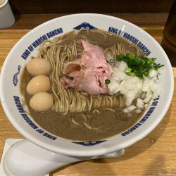 濃厚焙煎鬼煮干蕎麦1100円+うずら味玉100円