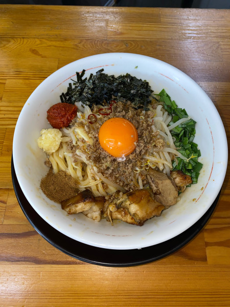 「誤爆まぜそば冷やし大盛にんにく¥1,250円」@ラーメン・つけ麺 爆王の写真