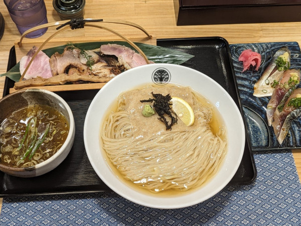 「3周年スペシャルメニュー地鶏と鯖の昆布水つけ麺」@麺屋 鯖の上にも三年の写真