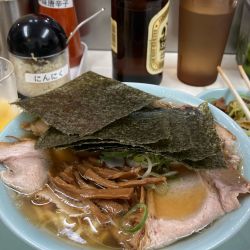 ラーメン＋海苔＋ビール＋無料ライス