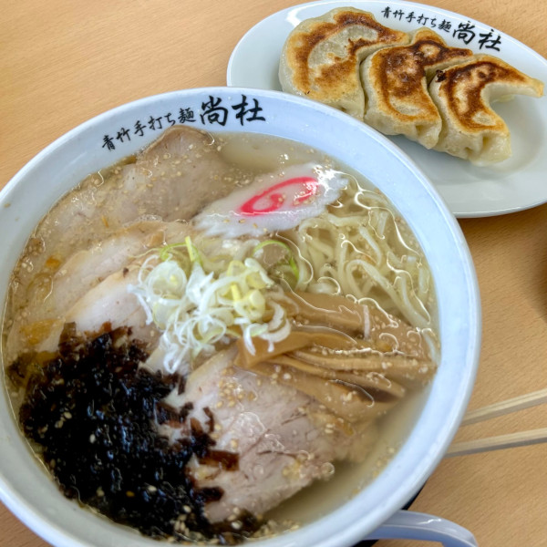 「塩ラーメン＋チャーシュー＋餃子３ケ」@佐野青竹手打ち麺 尚杜の写真