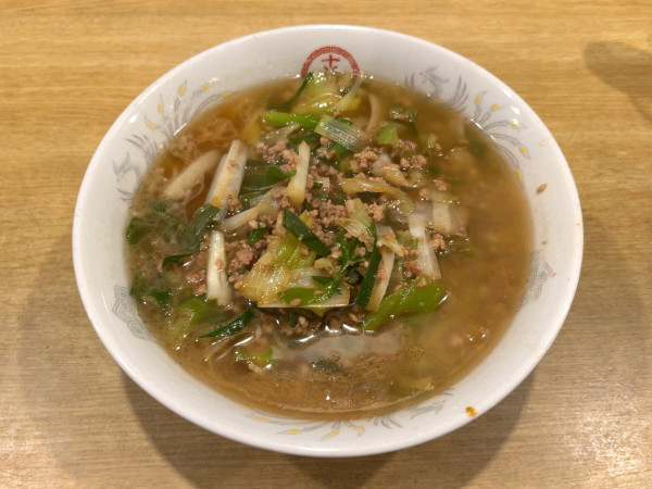 「挽肉とねぎのそば」@中国屋台十八番 新川店の写真