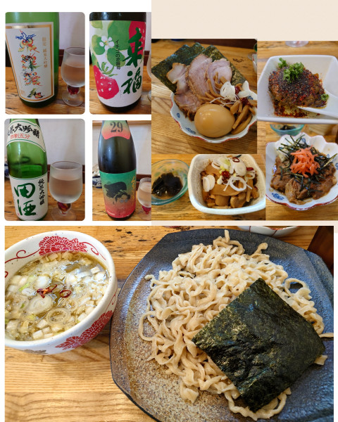 「特製つけそば＋おつまみメンマカレー玉＋豚ばらナンコツ他」@中華そば専門 とんちぼの写真