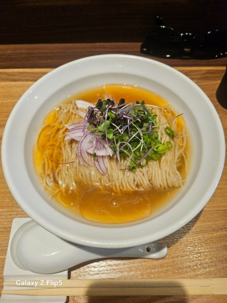 「淡麗海老蟹煮干の冷やかけ(真鯛清湯×長崎、境港海老、蟹煮干、自家」@NIBOSHIMANIAの写真