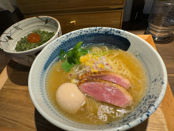 「最上鴨中華蕎麦（塩）＋山形だしご飯他」@鴨出汁中華蕎麦 麺屋yoshikiの写真